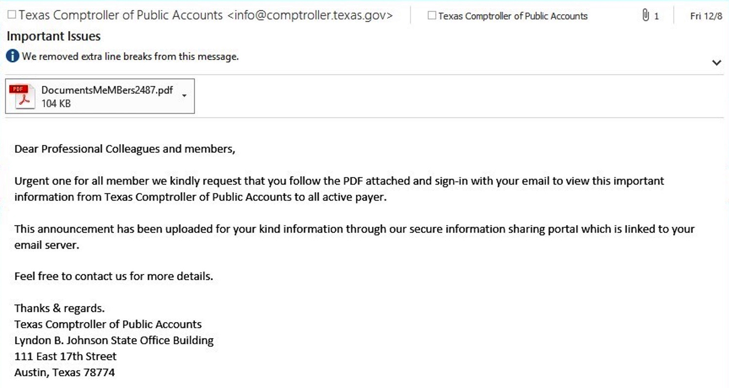 example of spoofed email